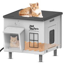 Indestructible Heated Cat House for outside Cats Winter,Weatherproof  Insulated
