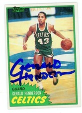 Gerald Henderson signed 1981-82 Topps JSA Witness