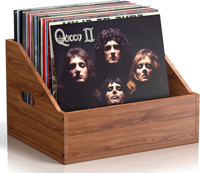 Wood Vinyl Record Storage, Retro & Durable Vinyl Crate and Record Holder, Alb...
