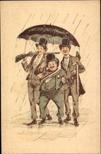 Postcard Hamburg, 16, German Federal Shooting 1909, Men in the Rain - 10832639