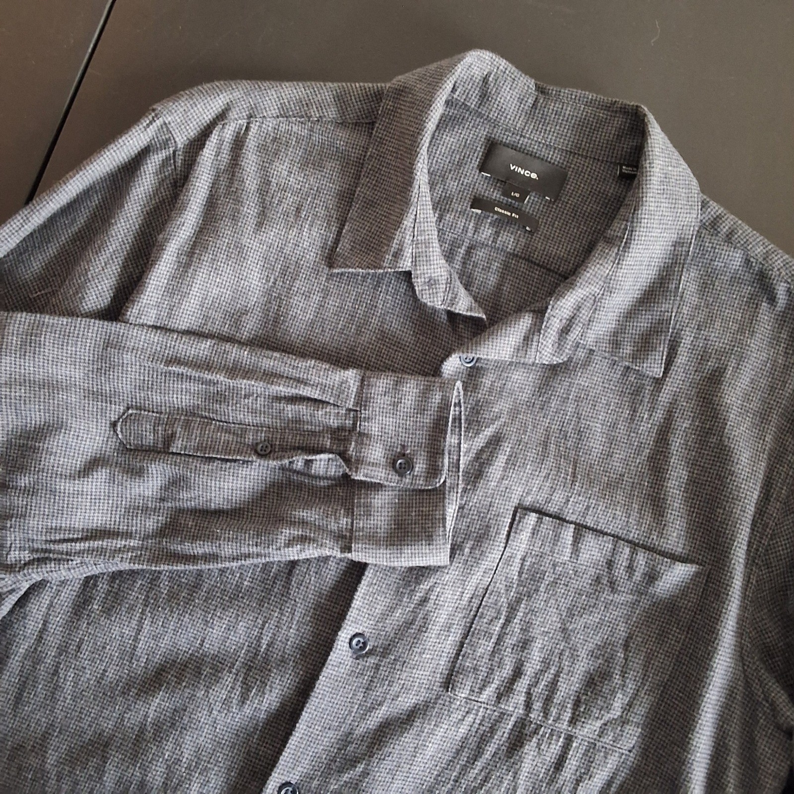 Vince Men Large Tiny Houndstooth Button Up Shirt … - image 3