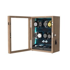 Automatic 8 Watch Winder LED Light with 4 Extra Storage Box Case Mabuchi Motors