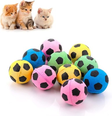 Fußball Katzenspielzeug Bälle - 10 Stück, 4 cm, weich und sicher für Ihre Katze