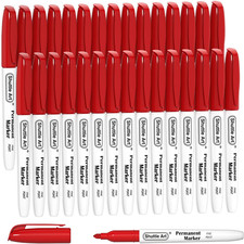 Permanent Markers 30 Pack Red Marker Set Fine Point Works On