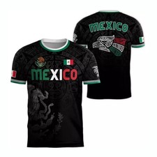 Mexico Soccer Jersey Aztec Calendar Dragon Eagle Crest Black Football Shirt