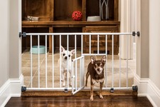 Carlson MINI Expandable Extra Wide Pet Gate with Small Pet Door, White, 18-31