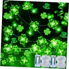 St Patricks Day Decorations Lights 2 Pack Total 26FT Luck-Clover-2Pack-Green