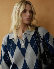 Olive Green Polo Neck Knit Sweater Size 12/14 Vintage Collegiate Pullover NEW