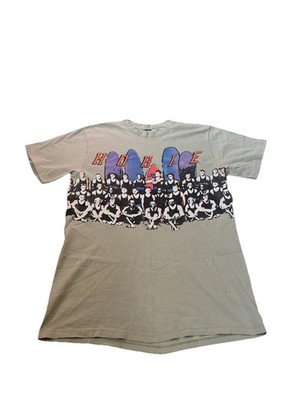 Vintage 90s Hobie Surfer Crowd T-Shirt AOP Wrap Around Graphic Mens Large Tan
