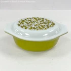 Vintage Pyrex Glass 1.5 Qt Oval Casserole Dish Verdé Olive Green Pattern