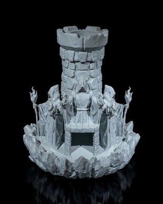  3d Printed Silver Wizard Dice Tower