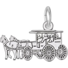Flat Horse  Carriage Charm - Metal - Sterling Silver