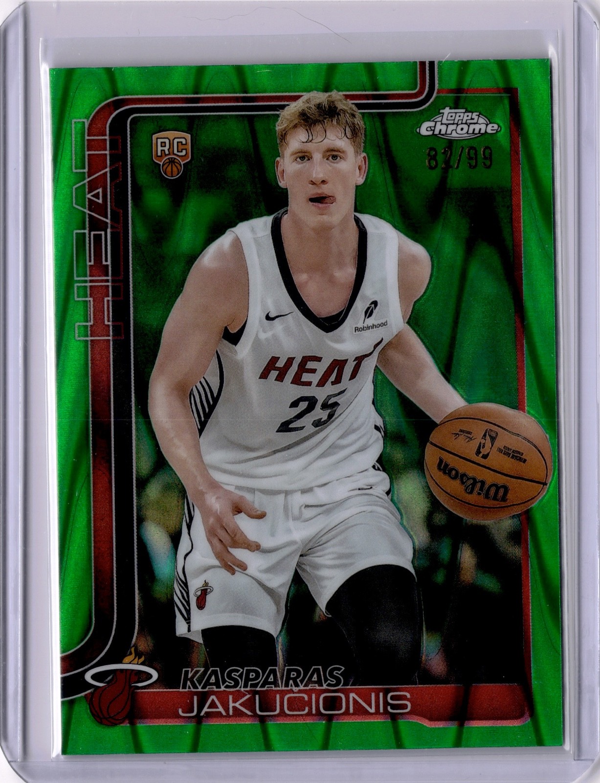 2025 Topps Chrome Kasparas Jakucionis RC #270 Green Refractor Rookie 82/99 Heat