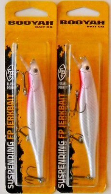 Lot of 2 BOOYAH SUSPENDING FLASH P0INT JERKBAIT in BLEEDING PEARL color