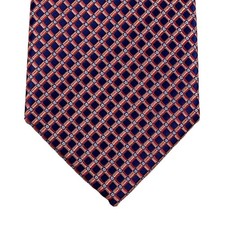 Perry Ellis Mens Fortin Neat Check Neck Tie Coral Blue 3 1/8"