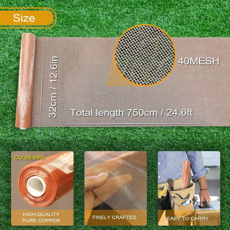 Copper Mesh Screen 12.6 in x 24.6 ft 40 Mesh Fine Woven for Crafts Gardening - Image 4 of 4