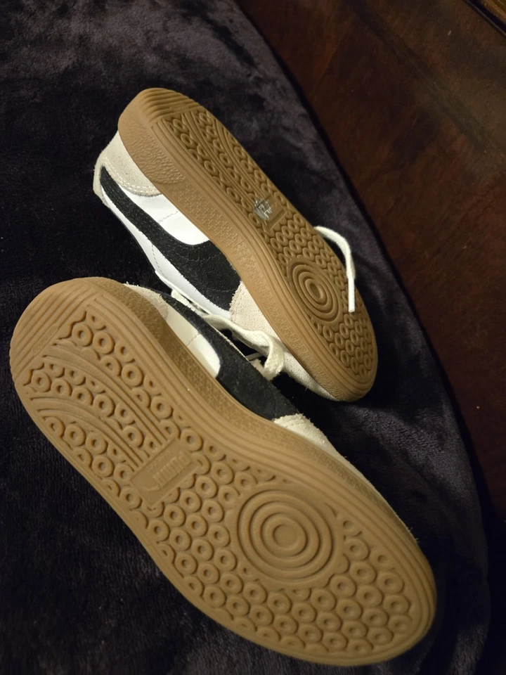 *USADO* Niños Talla 10 Puma Palermo Cuero Jr Puma Blanco/Gris (397275 01) 👍 Foto 3 de 4