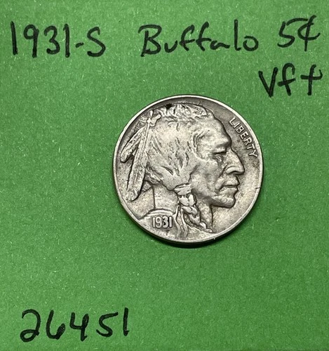 1931 S Buffalo / Indian Head Nickel 5c Vf Very Fine