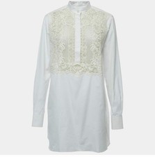 $2490 NWT Valentino white poplin Tunic with ivory lace Inset 12