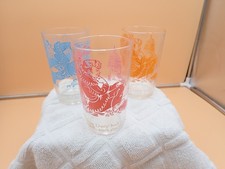 DAVY CROCKETT Juice Glasses CARTOON CHARACTERS 1971-1973 Set of 3 4.25" tall