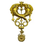 Vintage gold tone unique dangle designer brooch