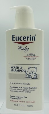 Eucerin Baby Wash & Shampoo 2-in-1 Delicate Sensitive Skin Tear-Free 13.5oz 400m