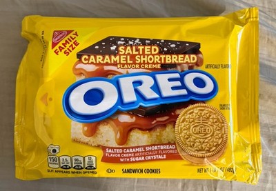 NEW OREO LIMITED EDITION SALTED CARAMEL SHORTBREAD FLAVOR CREAM SANDWICH COOKIES