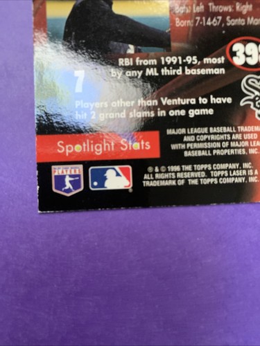 1996 Topps Laser - Robin Ventura #32 Chicago White Sox - Picture 8 of 10
