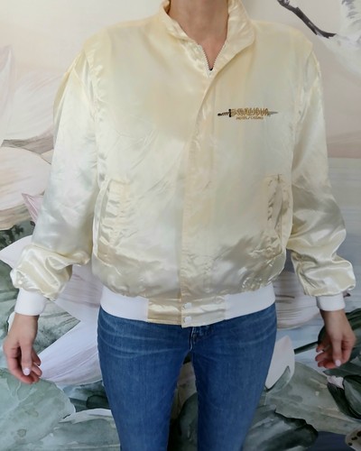 Vintage Excalibur Hotel Las Vegas Small Ivory Satin Nylon Lined Jacket 80s 90s - Picture 3 of 10