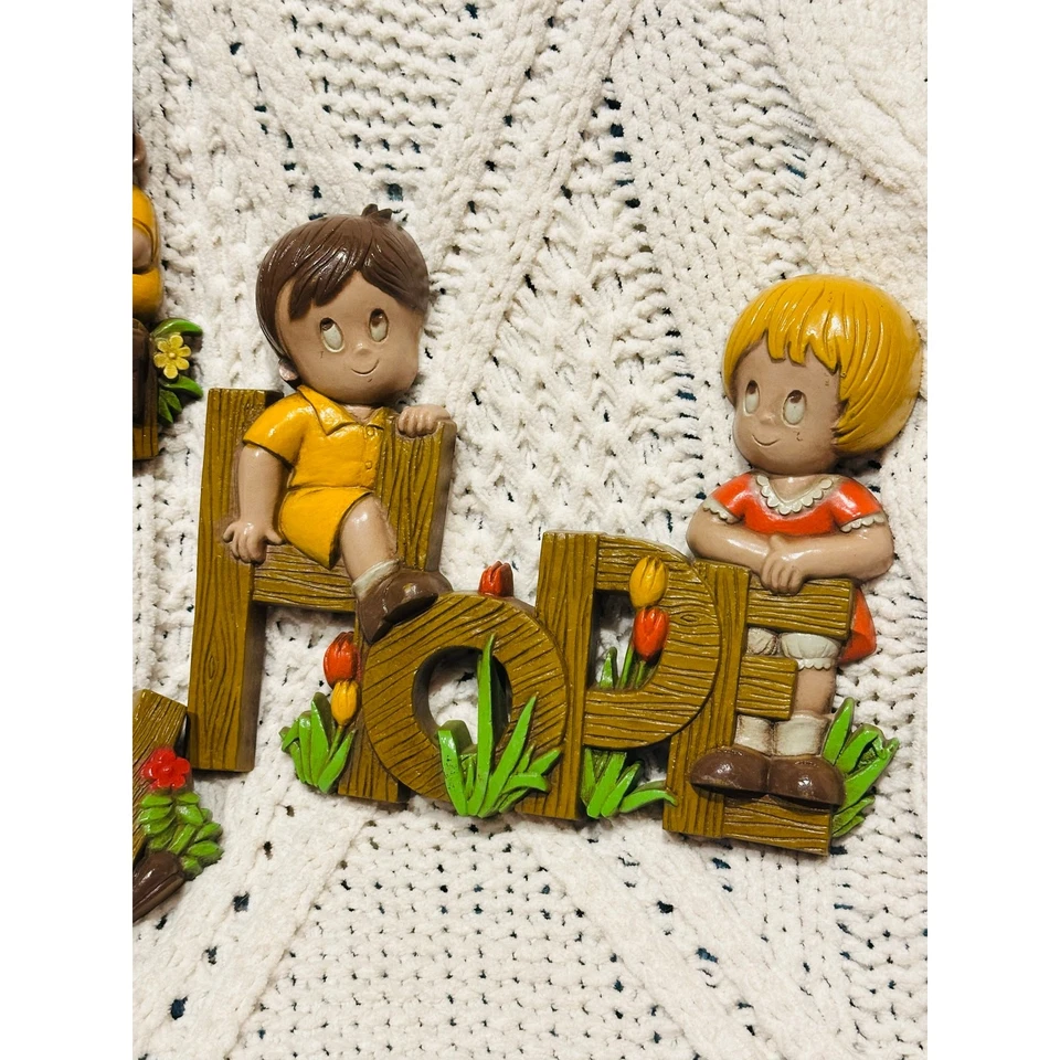 1982 Burwood Homco Set Of 3 Faith Hope Charity Wall Plaques Art Decor vintage - Image 4 of 4