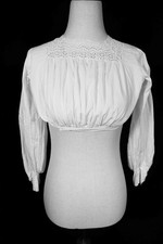 Antique French Edwardian-1920's White Cotton Top Size XXS Excellent Condition