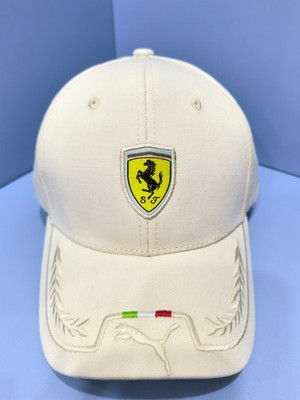 Ferrari F1 Outdoor Casual Off-White Baseball Cap with Embroidered Laurel Leaves