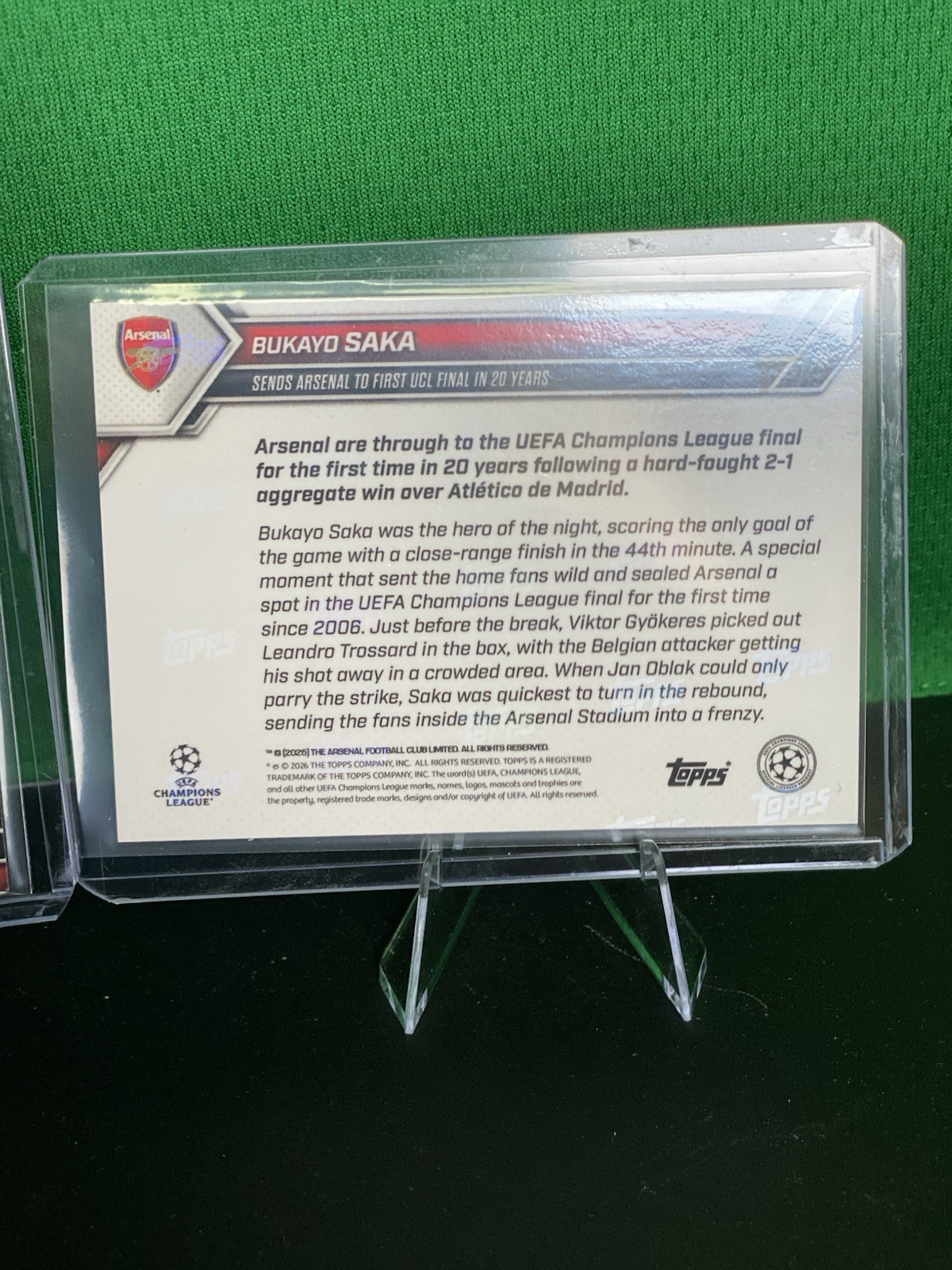 Bukayo Saka 2025-26 UCL Topps NOW base card # 132 Arsenal FC England view 5