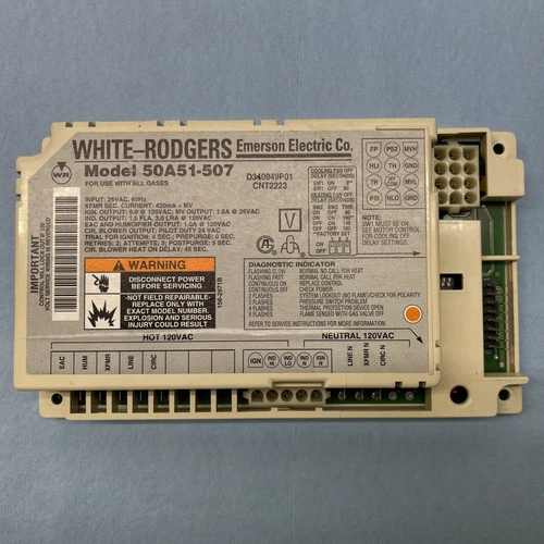 White Rodgers Furnace Control Circuit Board 50A51-507 D340949p01