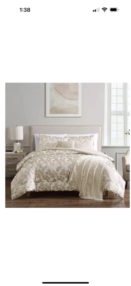 Mainstays Juego de Edredón Floral Dorado 5 Piezas, King Nuevo Foto 2 de 4