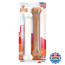 Nylabone Original Bone Large Durable Dog Chew Toy 2-Pack Basted Blast Chicken