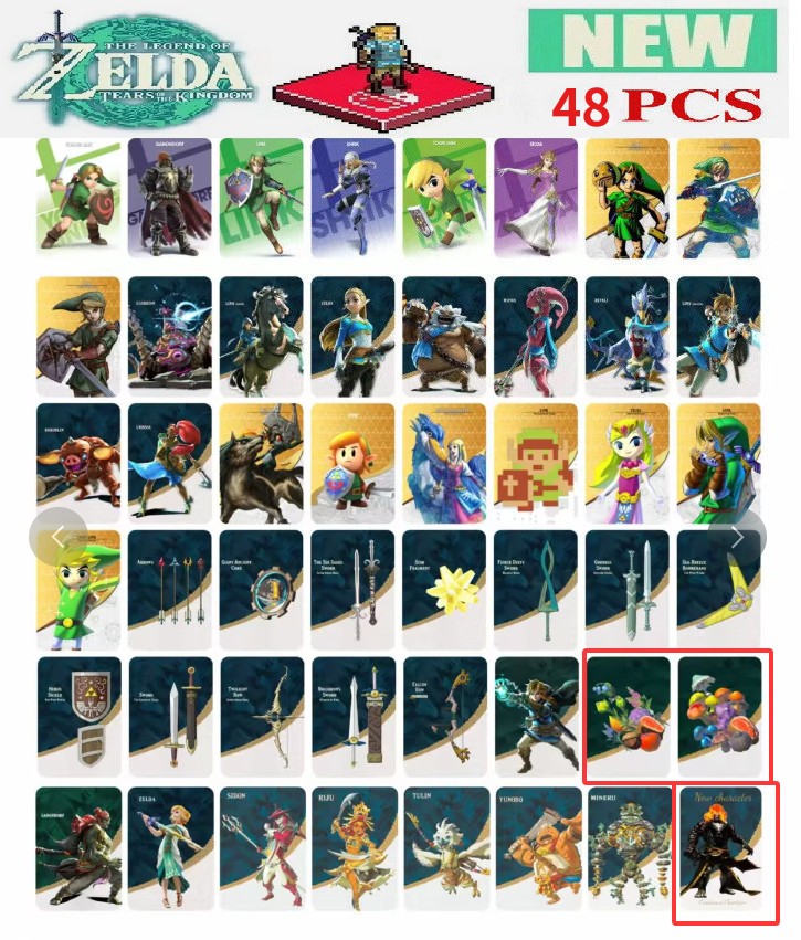 48pcs/set BOTW TOTK Zelda Tears of the Kingdom Mini NFC Cards for