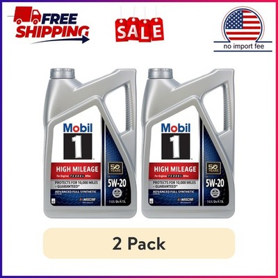 (2 pack) Mobil 1 5w20 High Mileage Oil 5 Qt Bottle