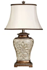 StyleCraft Magonia Antique White Gold Accents LED 3-way Table Lamp & Shade