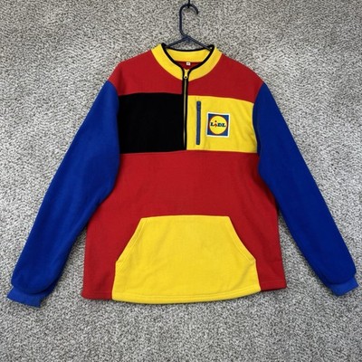 Lidl Sweatshirt Men's Medium Multi-Color Pullover Fleece Quarter Zip Employee