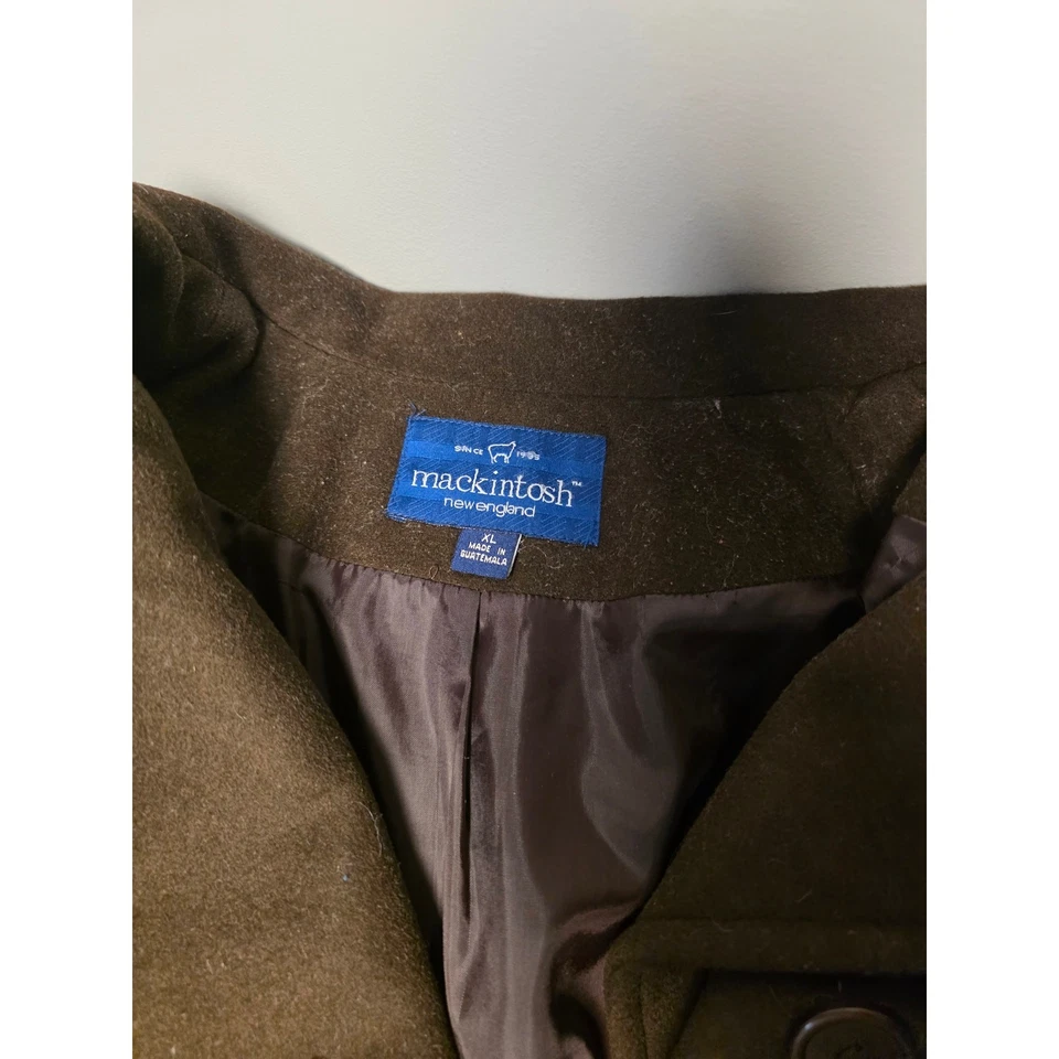 Abrigo Mackintosh Para Hombres De Colección Marrón XL Nueva Inglaterra Botón Lana Invierno Otoño Lujo Foto 3 de 4
