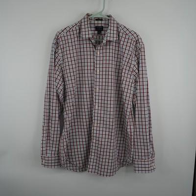 J.Crew Button Down Shirt Mens XL Red Blue Plaid Flex Wrinkle Free Slim Fit