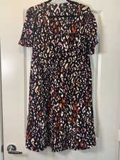 Robert Louis Layered Shirt Dress Womens Small Black Floral V Neck Button Front