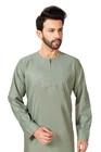 Omani Cotton Mens Jubba Pista Mint Green Thobe Matte Soft Light Green | alqasswa