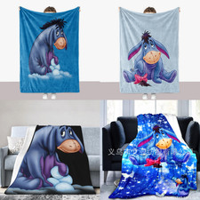 3D Eeyore Donkey Warm Bed Soft Flannel Blanket Bedroom Sofa Bedspread Throw Gift