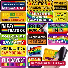 16PCS Funny Pride Gay Car Bumper Magnets: Bulk Magnetic Rainbow Decals Decoratio