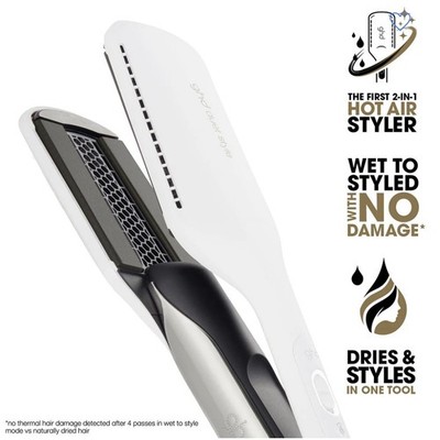 ghd Duet 2-in-1 Hot Air Hair Strsightener Styler in white