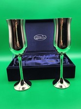 Things Remembered Set of 2 Silver Tone Champagne Flutes 6 oz Boxed