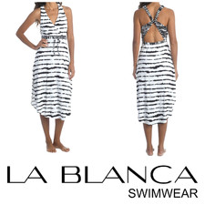 NEW La Blanca Elemental Balance Black  White Knit Swimwear Cover Up Sz M NWT