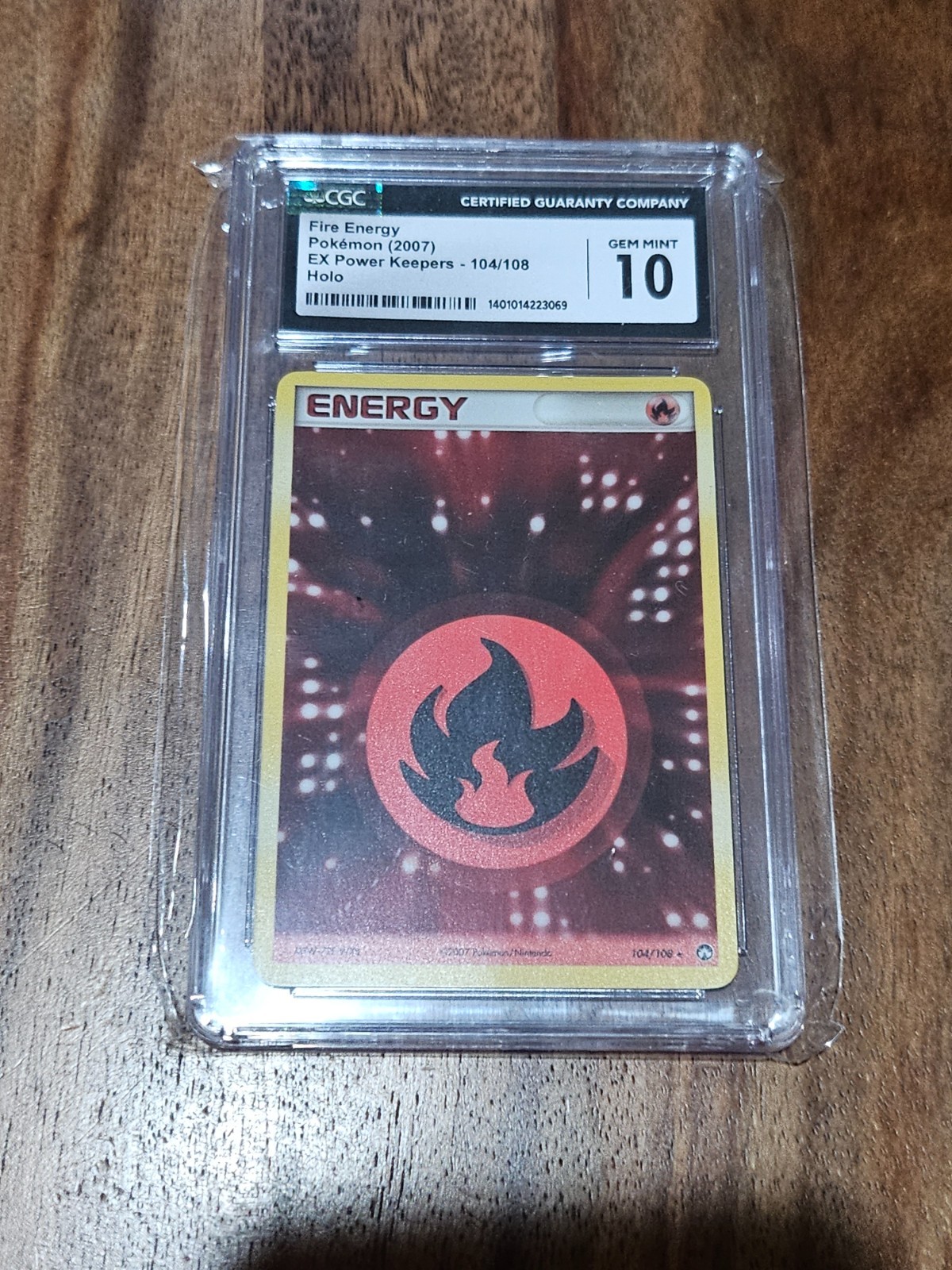 Pokemon Fire Energy Holo #104 EX Power Keepers 2007 CGC 10 GEM MINT